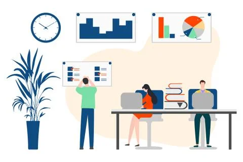 Vector Office Worker people Business Teamwork Job Illustrazione stock