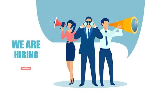 Vector of office workers looking for a new employee. Stock Illustration