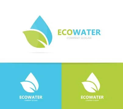Vector of oil and leaf logo combination. Drop and eco symbol or icon. Unique Stock Illustration