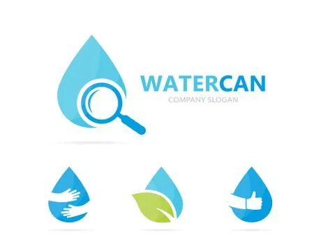 Vector of oil and loupe logo combination. Drop and magnifying glass symbol or Ilustração Stock