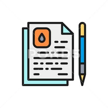 Vector oil contract, water agreement flat color line icon. Stock Illustration
