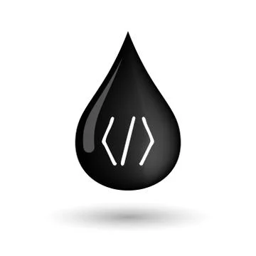 Vector oil drop icon with a code sign Illustrazione stock