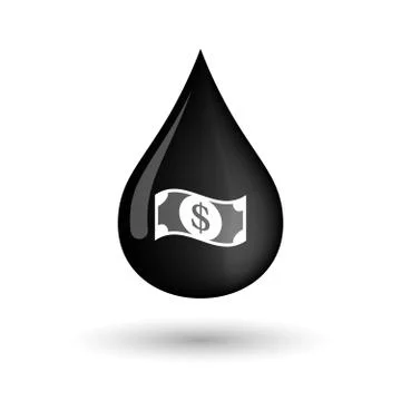Vector oil drop icon with a dollar bank note Stock Illustration
