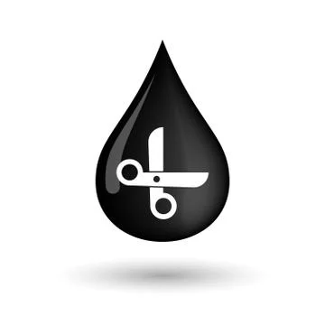 Vector oil drop icon with a scissors Illustrazione stock