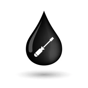 Vector oil drop icon with a screwdriver Ilustração Stock