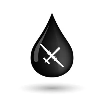 Vector oil drop icon with a war drone Stock Illustration
