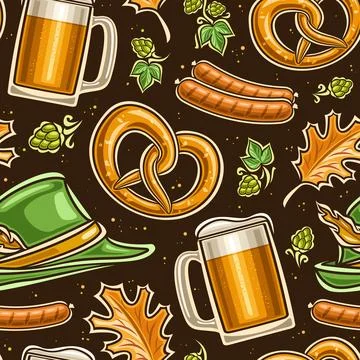 Vector Oktoberfest Seamless Pattern 스톡 일러스트