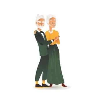 Vector old aged glamour couple retro party dress Stock Illustration