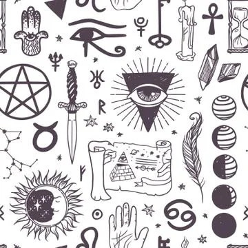 Vector with old esoteric doodle pattern Stockillustratie