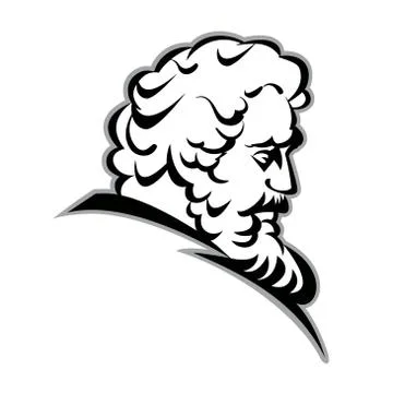 Vector old man face logo Stock Illustration