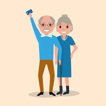 Vector old man holding an electronic card payments Stock Illustration