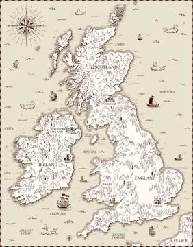 Vector old map, Great Britain Stock Illustration