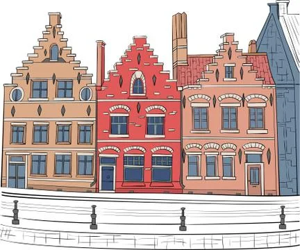 Vector. Old medieval houses. Stock Illustration