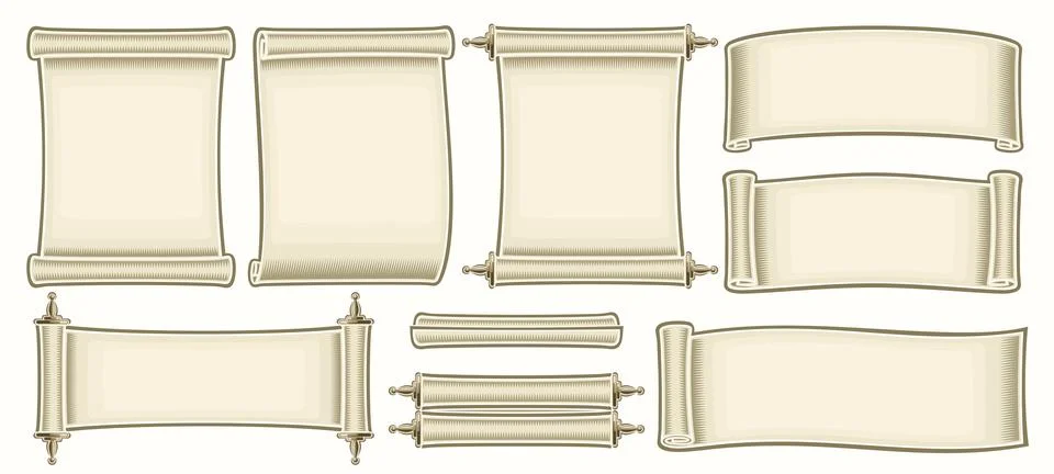 Vector Old Paper Scroll Set Stock Illustration