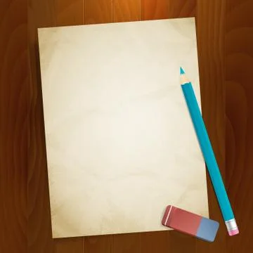 Vector old paper on wood background. isolated. Illustrazione stock