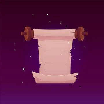 Vector of old parchment with magic particles around. Ilustração Stock