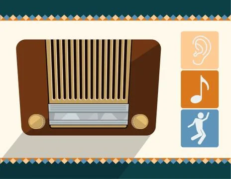 Vector old radio Stock Illustration