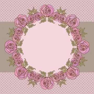 Vector old school frame with roses and text place Stock Illustration