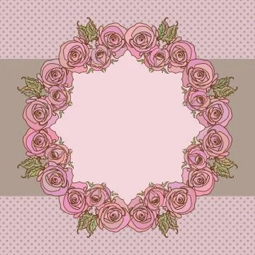 Vector old school frame with roses and text place Stock Illustration