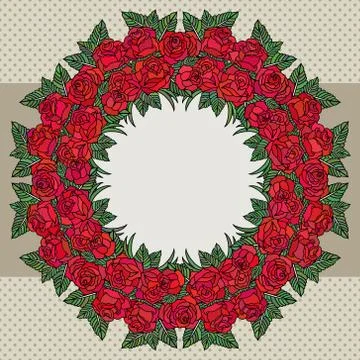 Vector old school frame with roses and text place Stock Illustration
