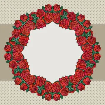Vector old school frame with roses and text place Stock Illustration