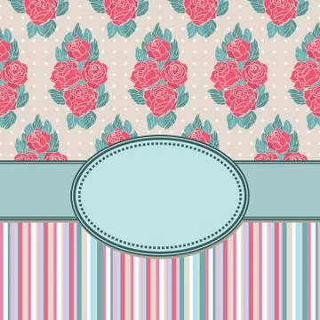 Vector old school frame with roses and text place Stock Illustration