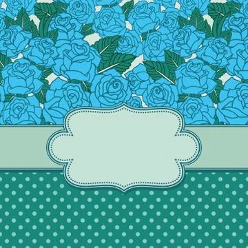 Vector old school frame with roses and text place Stock Illustration