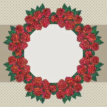 Vector old school frame with roses and text place Stock Illustration
