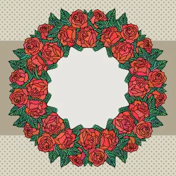 Vector old school frame with roses and text place Illustrazione stock