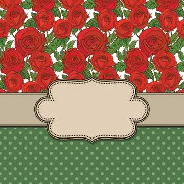 Vector old school frame with roses and text place Stock Illustration