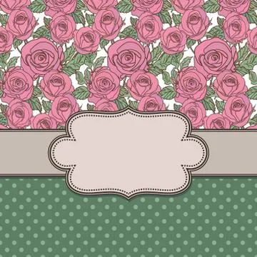 Vector old school frame with roses and text place Illustrazione stock