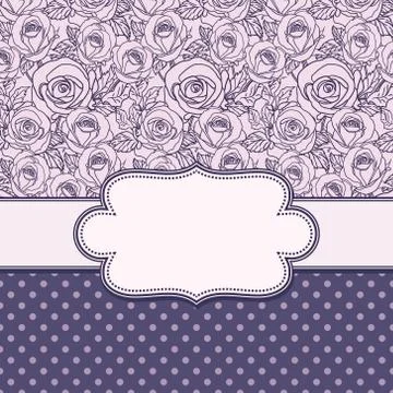 Vector old school frame with roses and text place Stock Illustration