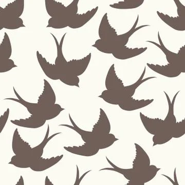 Vector old school seamless pattern with birds Stock Illustration