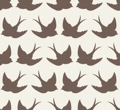Vector old school seamless pattern with birds Stock Illustration