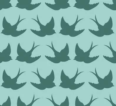 Vector old school seamless pattern with birds Stock Illustration