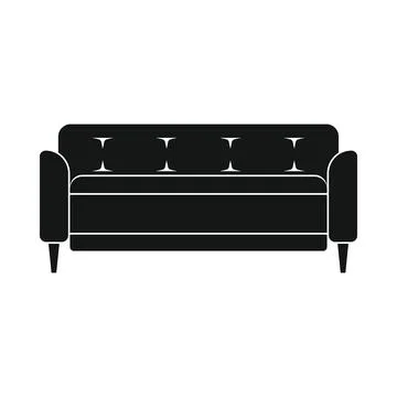 Vector Old sofa black simple icon isolated Stock Illustration