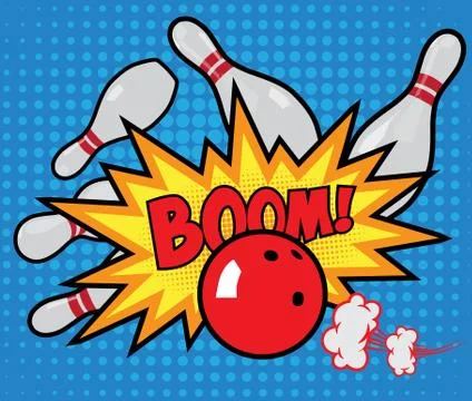 Vector old-style bowling poster in pop-art style Stock Illustration