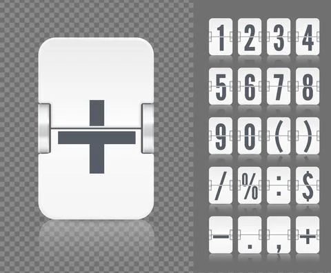 Vector old time meter of number and symbol. Retro scoreboard modern ui. White Stock Illustration