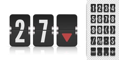 Vector old time meter of numbers and symbols. Retro scoreboard modern ui. Analog Stock Illustration