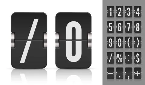 Vector old time meter of numbers and symbols. Analog flip airport board Stock Illustration