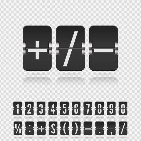 Vector old time meter of numbers and symbols. Retro scoreboard modern ui. Analog Stock Illustration