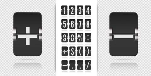 Vector old time meter of numbers and symbols. Analog flip airport board Stock Illustration
