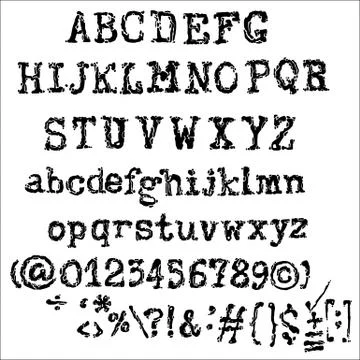 Vector old typewriter font style. Vintage font. Old grunge font Illustrazione stock
