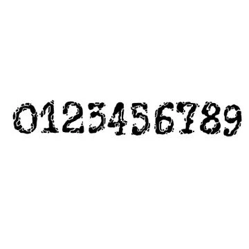 Vector old typewriter font style. Vintage grunge numbers. Illustrazione stock