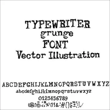 Vector old typewriter font style. Vintage font. Old grunge font Illustrazione stock