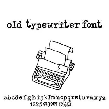 Vector old typewriter font. Vintage grunge letters. Old destroyed printed Illustrazione stock