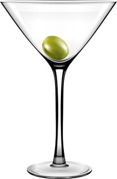 Vector Olive Martini Glass 스톡 일러스트