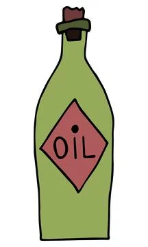 Vector olive oil bottle. Cute vintage doodle on white background Stock Illustration