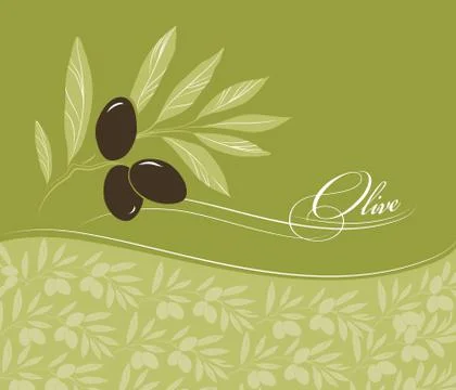 Vector olive oil. Decorative olive branch.Olive pattern. Stock Illustration