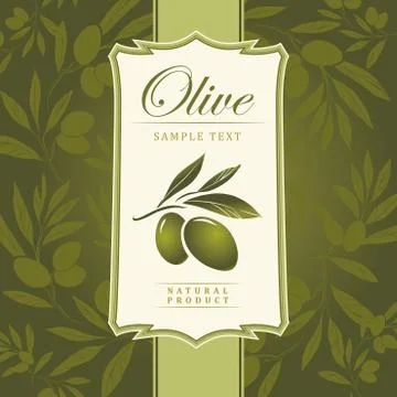 Vector olive oil. Decorative olive branch.Olive pattern. Stock Illustration